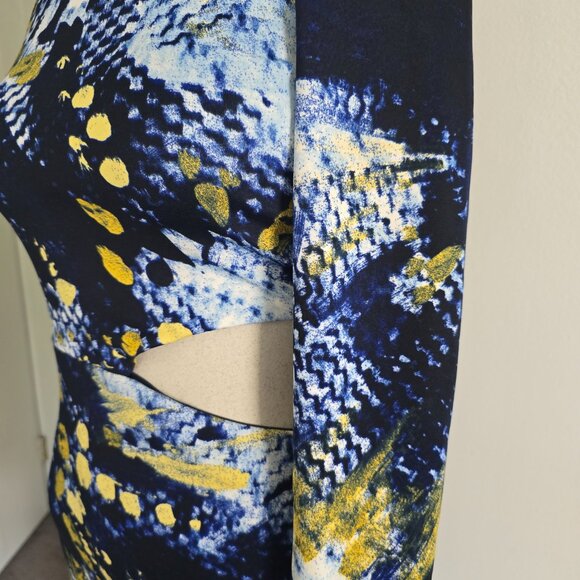 Vintage NWT ASOS Asymmetrical Navy Print Cut Out Dress, Size 2 - Picture 5 of 10